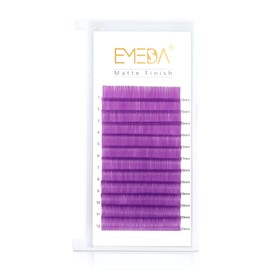 EMEDA Purple Eyelash Extension Flat Eyelashes Purple Light Eyelash Extension 0.07 mm D Curl 9-15 mm Mixed Matte Individual Salon Use Eyelash Extensions (0.07 mm D 9-15 mm Purple)