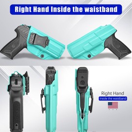 IWB KYDEX Universal Gun Holster, Adjustable Cant & 'Posi-Click' Retention, Inside Waistband Concealed Carry Holster Compatible with Multiple S&W, Glock, Sig, Ruger Security 9 Models Teal Blue
