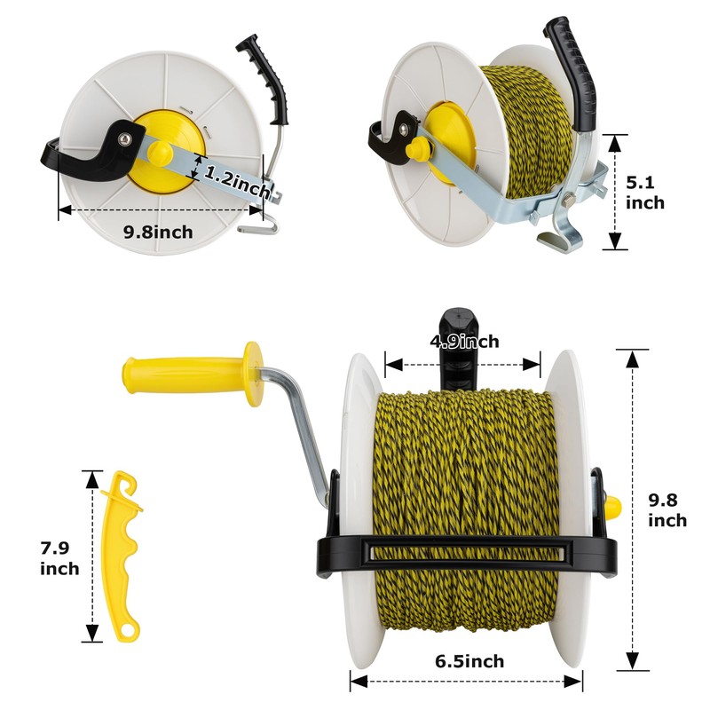 3:1 Geared Electric Fencing Standard Reel with 1640ft Premium Polywire