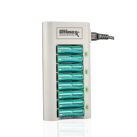 Ultimaxx 8 AA 3150mAh Ni-MH/Ni-CD Rechargeable Batteries + Rapid Battery Charger