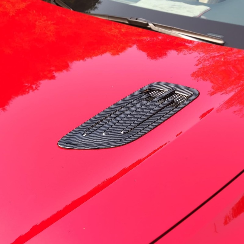 2PCS ABS Carbon Fiber Pattern Hood Vent Trim Covers Compatible
