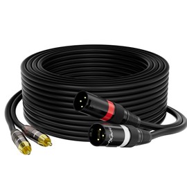 Dual XLR to 2 RCA Stereo Audio Cable 6 FT, Unbalanced 2 XLR to 2 RCA Male Interconnect Cable,【Zinc Alloy Shell, OFC, Gold-Plated Plug】for Home Theater, Microphone, Speaker, Amplifiers, HiFi Systems