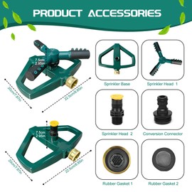 MOSIKEN Sprinkler for Yard, Rotating Garden Sprinkler for Large Area Coverage, Lawn and Yard Adjustable Sprinklers