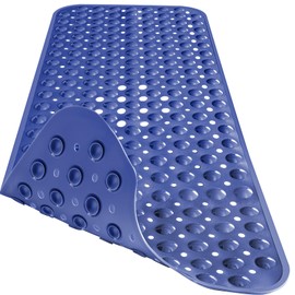 Naoloture Extra Long Bathtub Mat Non Slip, Navy Blue Soft Bath Mat for Tub 40 x 16 Inch Full Size, Bath Tub Shower Mats for Bathroom Floor, Big Suction Cups and Drain Holes, Easy Washable, BPA Free