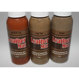 Leather Max an Aid to Color Restorer Kit/Cleaner/Color Restorer/Sponge Applicator (Cap Tan) (Leather Repair Kit) (Vinyl Repair Kit)