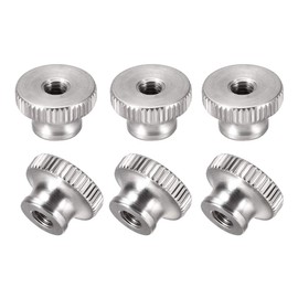 sourcing map Knurled Thumb Nuts, 6Pcs M5x0.8mm 304 Stainless Steel Round Knobs Fasteners for 3D Printer Parts, Silver Tone