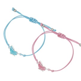 Friendship Bracelet, 2PCS Butterfly Best Friends Bracelets Friendship Gifts for Women Girls BFF Friendship Bracelets Distance Matching Bracelet for Friend Christmas Birthday Gifts A7HDSL (pink blue)