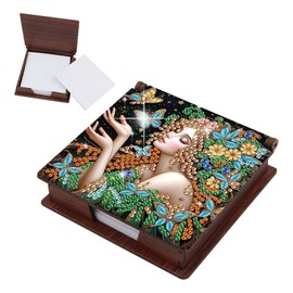 DCIDBEI Diamond Painting Note Box 11 x 11 cm with Note Pad 160 Sheets Diamond Painting Sticky Notes Holder Card Slots Cube Note Box Sticky Note Organiser Butterfly Fairy Angel Elf