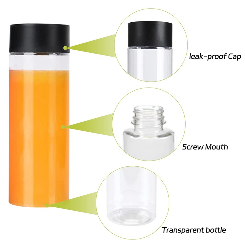 BLMHTWO Pack of 6 Plastic Juice Bottles, Small Bottles for