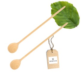 2 x Hofmeister® large wooden cooking spoons, 40 cm, natural product: handmade, plastic-free, no scratches in the pot, untreated, heat-resistant, antibacterial mixing spoon, beech, round