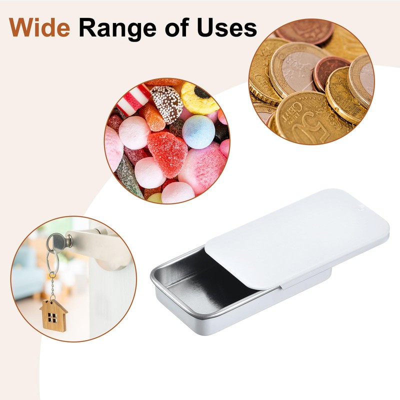 uxcell 30 Pcs Classic White Metal Tin Box Containers, 2.4x1.3x0.4
