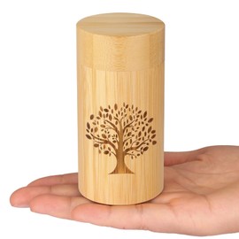 Small Urns for Human Ashes Keepsake with Tree of Life Pattern,Small Cremation Urns for Human Ashes Adult Male Female,Bamboo Scattering Tubes for Human or Pet Ashes,Hold Up to 7.5 Cubic Inches