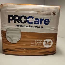 Procare NEW ProCare Adult Protective Incontinence Underwear Size XL 58-68" Waist 14 Pack
