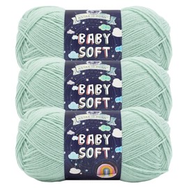 Lion Brand Yarn Baby Soft, Baby Yarn for Knitting, Crochet, Dusty Green, 3 Pack