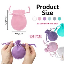 EULAPGOE 12Pcs Jewellery Drawstring Bags Velvet Jewellery Pouch Solid Color Candy Gift Bag Velvet Small Jewelry Gift Pouch for Keeping Jewelry Drawstring Gift Bags