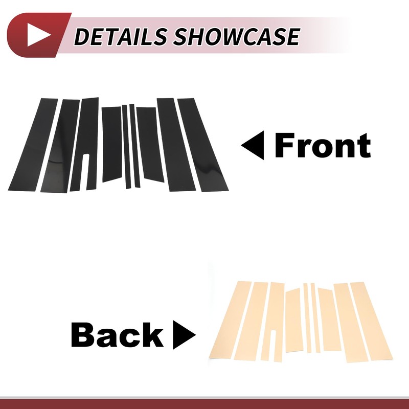 HEROFFIX 9 Pcs Door Pillar Window Trim for Lincoln MKT