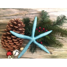 Blue Finger Starfish Christmas Tree Topper, 8-9 inches