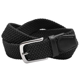 Falari Cinturón trenzado elástico elástico elástico para hombre y mujer, tejido sin agujeros, 1005 - Negro, M