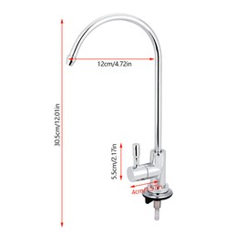 Zerodis Kitchen Faucet, 1/4'' Zinc Alloy Chrome Reverse Osmosis RO Drinking Water Tap for Kitchen Sink Water Filter Systems 12 Inch