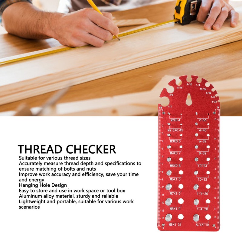Thread Checker Multi Functional Aluminum Alloy Portable Screw Nut Bolt