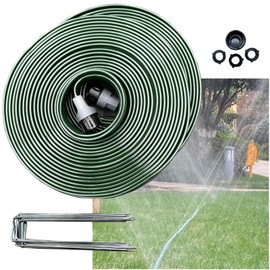 Watoo 2026 Sprinkler Hose & Soaker Hose for Yard - 75 FT Reinforced Flat Garden Hose with Holes, Heavy Duty No-Kink Lawn Irrigation Hose (Includes Stakes, High Pressure Spray)