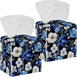 파란색과 흰색 꽃 2팩 1 티슈 박스 호텔 및 레스토랑 종이 타월 [Multi 12] Blue and White Flower 2-Pack 1 Tissue Box Hotel and Restaurant Paper Towel [Multi 12]