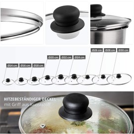 KADAX Glass Lid with Plastic Handle, Heat Resistant Lid for Pan, Pan with Steam Vent, Universal Lid in Various Sizes, Round, 24cm