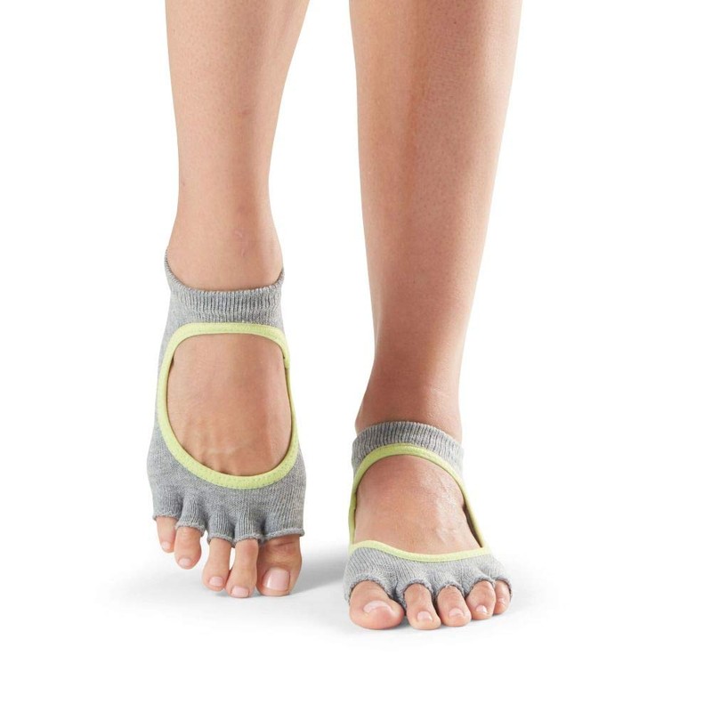Toesox Yoga Grip Socks, Heather/Lime, Medium