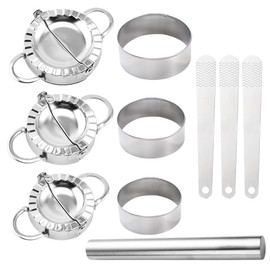 Pamtns Dumpling Maker Set of 10 Stainless Steel Dumpling Maker Set Ravioli Maker Dumpling Cutter Ravioli Cutter with Dumpling Shape Filling Spoon Pasta Maker Mould Set 3 Sizes