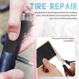 HEALLILY 40 Pcs Bike Tire Patch Kit 56 mm Tyre Repair Patches Square Auto Repair Rubber Stitcher Tool for Bike Motorcycle Vehicle Puncture Repair 2.20x1.57x0.04in