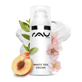 Anti Aging Face Cream for dry skin - RAU White Tea Cream 50 ml - 24h Anti Aging Cream with white tea, aloe vera, coconut glycerides, almond oil, apricot oil, shea butter, cranberry extract, panthenol and kudzu root, has softly moisturising and regenerating effect on your skin - NEW