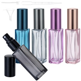 Beomeen 10ML Perfume Travel Refillable Spray Bottles 5Pcs Set, Mini Multicolour Glass Perfume Bottle Empty, Portable Cologne Dispenser Atomizer Sprayer, Square Shaped Travel Size Refill Bottles Kit