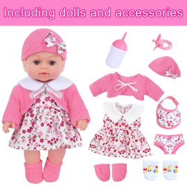 ZNTWEI 12 Inch Baby Doll Playset with Reborn Baby Dolls Clothes and Accessories Including Bottles, Nipple, Diaper, Bib, Underpants