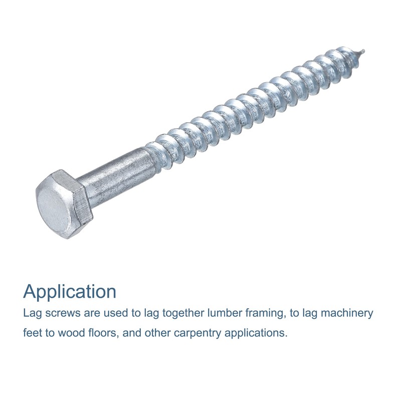 sourcing map Hex Lag Screws, M8 x 90mm Carbon Steel