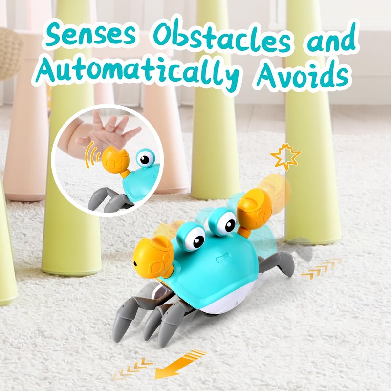ECHOCUBE Crawling Crab Toys Set, Interactive Walking Crab Sensory Baby