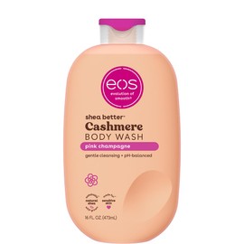 eos Shea Better - Gel de baño de cachemira, champán rosa, hidratante y nutritivo, fórmula de gel cremoso equilibrado de pH, libre de parabenos ni ftalatos, piel sensible, 16 onzas líquidas