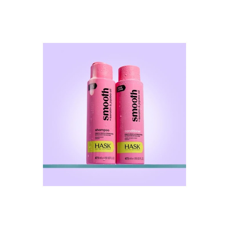 HASK, Smooth + Keratin & Jojoba Oil, Shampoo Alisante, Controla