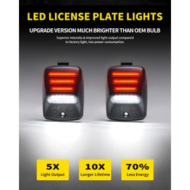 Asgohme Pure White LED License Plate Lights with Red OLED Neon Tube Tag Lamp Assembly Replacement Compatible with Toyota 2005-2015 Tacoma & 2000-2013 Tundra Pickup Truck, Pack of 2