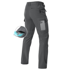 Moosehill Men's Hiking Cargo Pants Lightweight Water-Resistant Tactical Work Pants Quick Dry for Fishing Golf Travel Outdoor (Dark Grey, 36W x 31L)