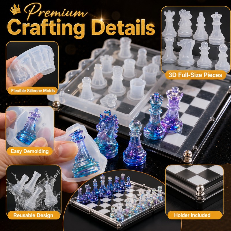 Resin Chess Set Mold Kit for DIY Crafts – 3D