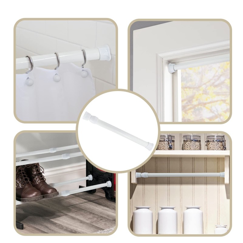 Kyuionty 4 Pcs Spring Tension Curtain Rods, 9.8 To 15.7