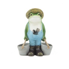 KVTTOZA Cute Resin Frog Statue Frog Garden Decorations Funny Antique Frog Holds Bucket Flower Pots Outdoor Statues Ornaments for Yard, Garden, Indoor Outdoor