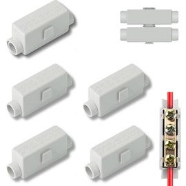 Pack of 5 Feed-Through Connectors 2-Pin 100A 1000V Double Screws Clamp Block for 2.5-16 mm² Cable Main Cable Junction Clamp ABS Housing for Ceiling Lights Switch Electrical Installation