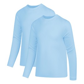 TeGlraddix UPF 50+ Sun Shirts 5T to Youth Rash Guard for Boys and Kid Girls Long Sleeve UV Protection Sun Shirts 2Pack:Light Blue S