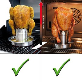 AMOZO Beer Can Chicken Holder for Grill and Smoker - Premium Grade 304 Stainless Steel Chicken Holder - Poultry roasters with flavouring Container.（2 Pack）
