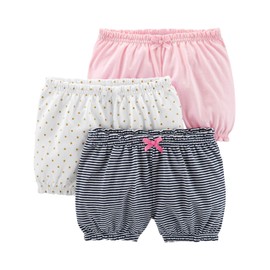 Simple Joys by Carter's Girls' 3-Pack Bloomer Short, White/Dot/Pink, 24 Months