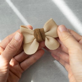 Summer-Ray 50pcs Handmade Mini Fabric Ribbon Bows Mixed Design Mixed Color Variety Pack