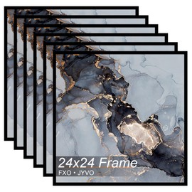 Fxojyvo 24x24 Frame Set of 6, Black Picture Frame for 24 x 24 Square Picture Poster Photo, Light Weight and High Transparent 24 by 24 Frame for Wall - 6 Pack/Black/24 x24