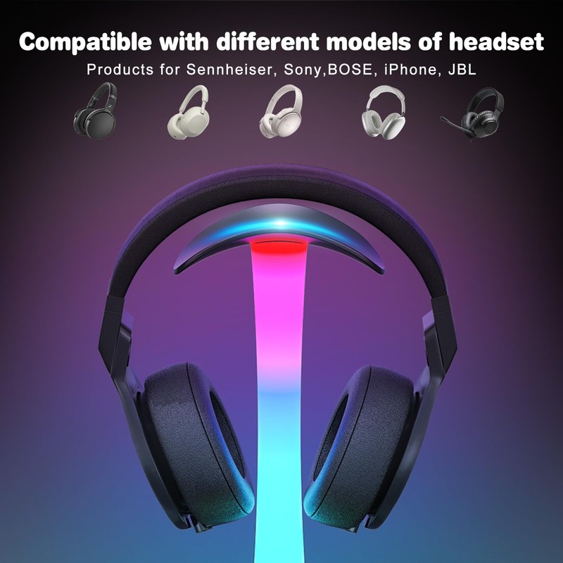 Jubor 3 in 1 RGB Gaming Headphone Stand, Headset Holder