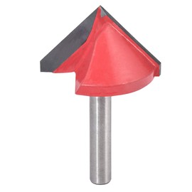 KATUR V Groove Mill, Carbide Tipped V-Shape Cutter for CNC Engraving, End Mill Woodworking Tool with 6 mm Shank (6 mm Shank, 32 mm Width, 90 Degrees)